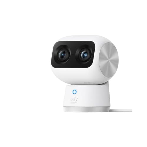 eufy Security 4K Indoor Cam S350, No Subscription, Dual Cameras, 8× Zoom | 360° Coverage,Works as a Pet Camera,Nanny/Sen