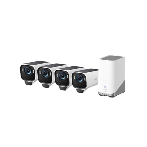 eufy Security eufyCam S3 Pro, 4-Cam Kit, 4K Solar Outdoor | MaxColor Night Vision, AI Face Recognition, Solar-Powered, N