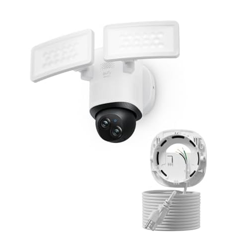 eufy Security Floodlight Camera E340, with AC Cable, Dual-Lens | 360° Coverage, Pan & Tilt, 24/7 Recording, 2000 LM, Mot