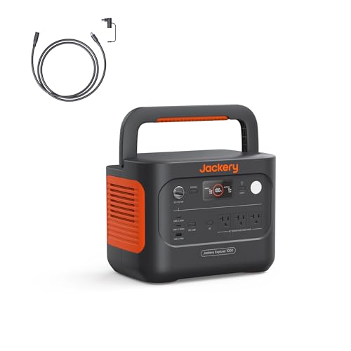 Jackery Explorer 1000 v2 and Extension Cable,1070Wh,1500W AC | 1 Hr Fast Charge, LiFePO4 Battery, 100W USB-C Output, Sol