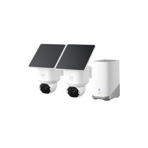 eufy Security SoloCam E42, 2-Cam Kit, 4K Solar Security Camera | AI Facial Recognition & Motion Tracking, Strobe Light,