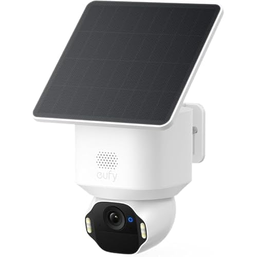 eufy Security SoloCam E42, 4K Solar Security Camera, AI Facial Recognition | AI Motion Tracking, Strobe Light, Pan & Til