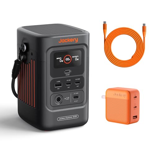 Jackery Explorer 240D Power Bank and 102W GaN 3-Port Charger,256Wh | Backup Lithium Battery